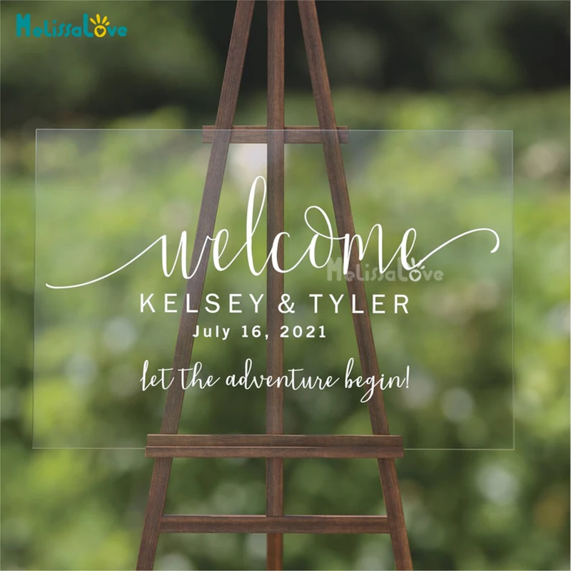 

DIY Wedding Board Mirror Decal Custom Name Date Welcome Sign Let the Adventure Begin Removable Vinyl Wall Sticker Decor BD680