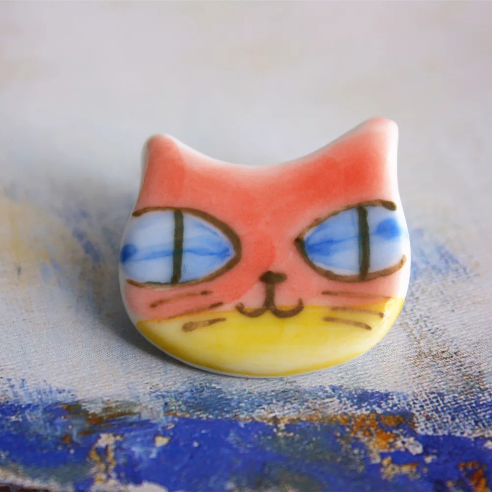 Jindezhen ручная работа бижутерия из керамики продукт брошь в виде кошки значок