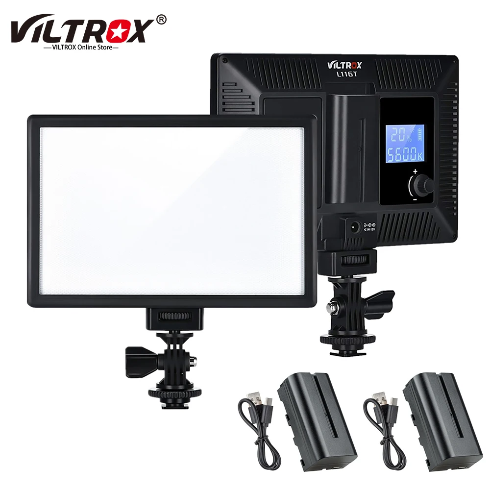 

Viltrox L116T Portable LED Video Light Ultra-thin LCD Bi-Color 3300K-5600K Panel Lamp for YouTube show live Camera with Battery