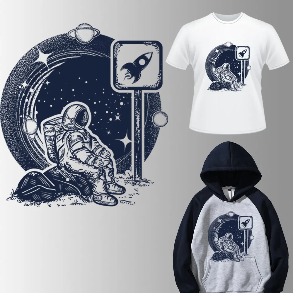 

Iron on Transfer Astronaut Patch Applique Heat Transfer Vinyl Space Patches Stickers Children Stripes on Clothes Thermal Print