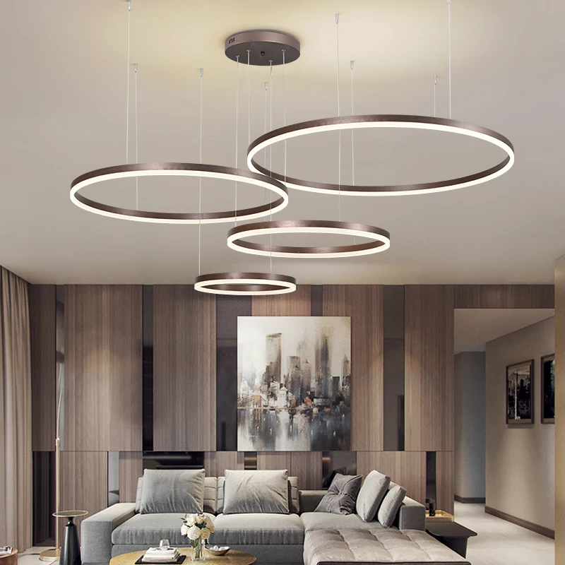 Lámpara de anillo Led nórdica con Control remoto, iluminación interior para decoración del hogar, sala de estar, comedor, dormitorio, cocina, escalera