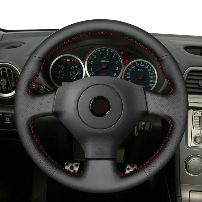 

Hand Sew Black Genuine Leather Car Steering Wheel Cover For Subaru Impreza WRX Impreza WRX STI 2005 2006-2007