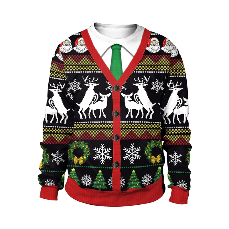 

Ugly Christmas Sweater for Women Men Jumper Soft Deer Fabric Knit Autumn Fall Sweaters Polyester Clothes 2021 Woman Sweaters XXL