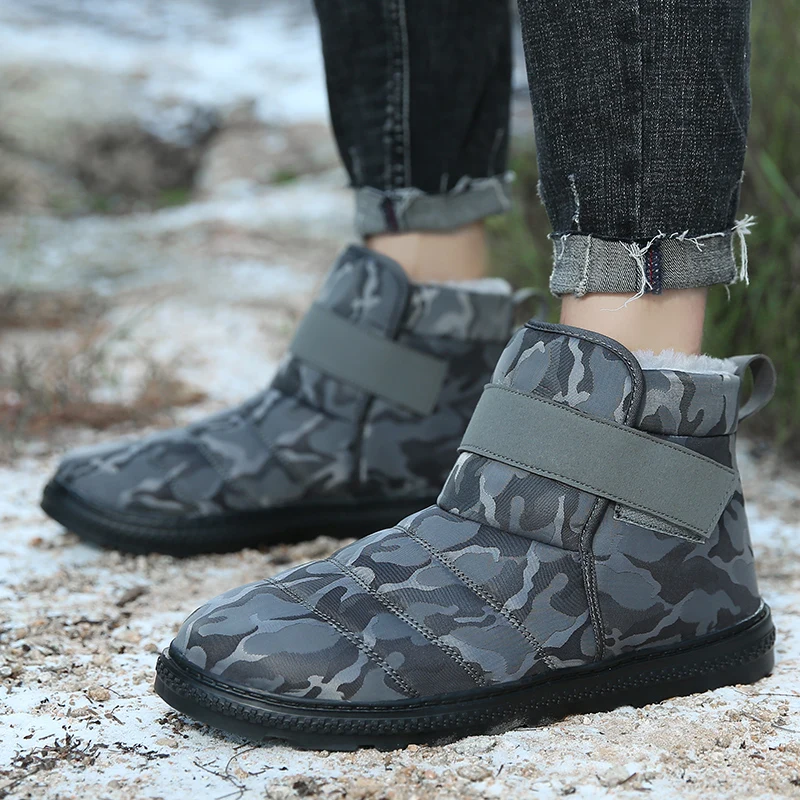 

Winter Men Casual Shoes Fashion Comfortable Keep Warm Snow Ankle Boots Non-Slip Waterproof Plus Velvet Cotton Flat Shoes