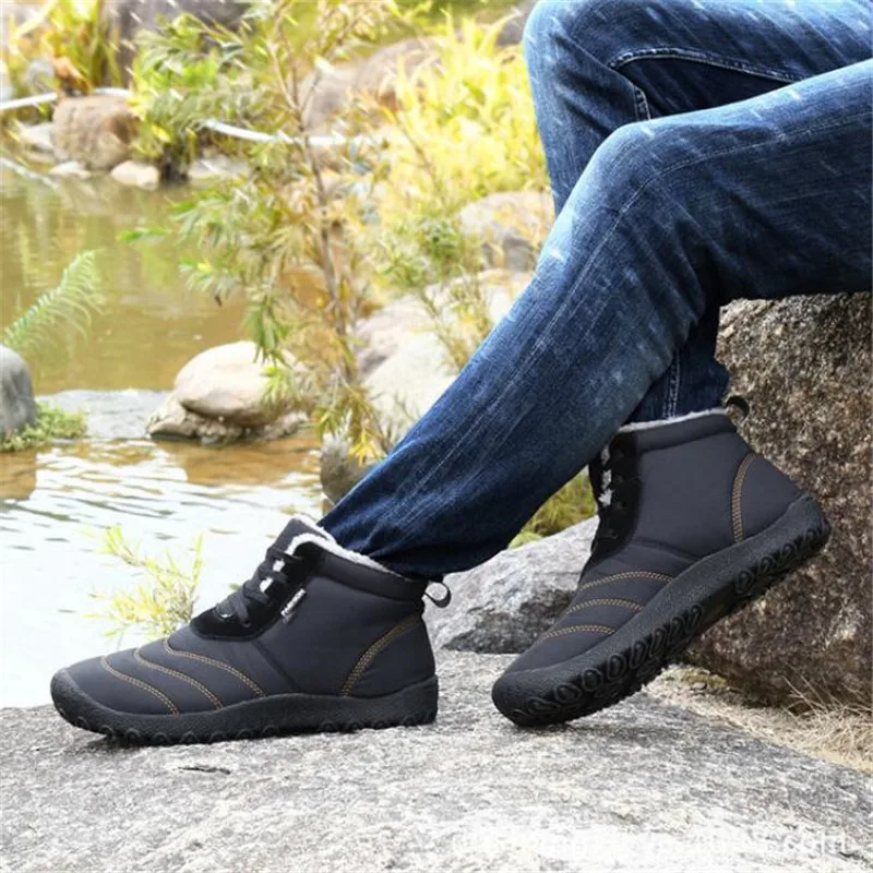 

Winter new women's snow boots high help tie plus velvet cotton shoes large size lovers warm snow boots ankle boots for women