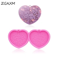 lm 1129 polymer clay keychain mold kawaii latte bear mould angel girl keychain shiny mold resin shaker pendant silicone molds