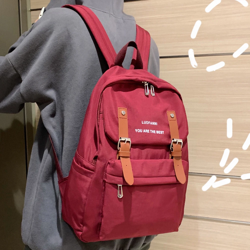 

Школьный ранец для девушек, рюкзак в Корейском стиле для учеников младшей и старшей школы, маленький свежий Универсальный студенческий рюк...