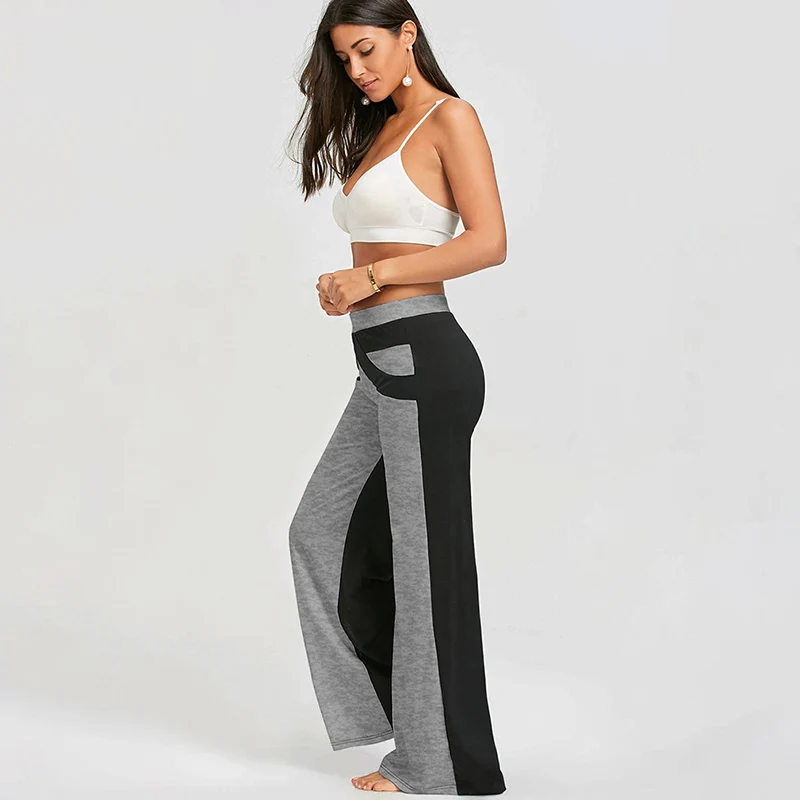 

2021 Women Fashion Colorblock High Waist Wide leg Pants Sweatpants Women Plus Size Casual Loose Sweatpants Hot Sale
