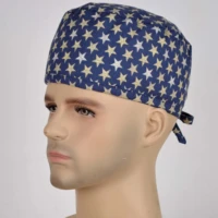 hennar men print scrub cap in 100 with tie back band for most of the men head