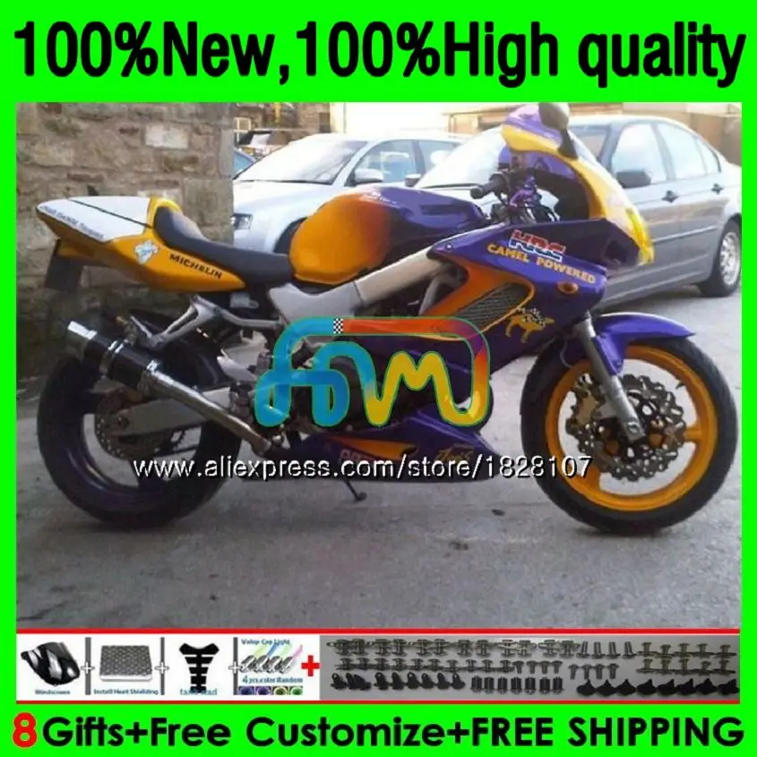 

VTR1000F For HONDA SuperHawk VTR1000 F 97 98 99 00 01 147BS.20 VTR 1000 F 1000F Yellow purple 1997 1998 1999 2000 2001 Fairings