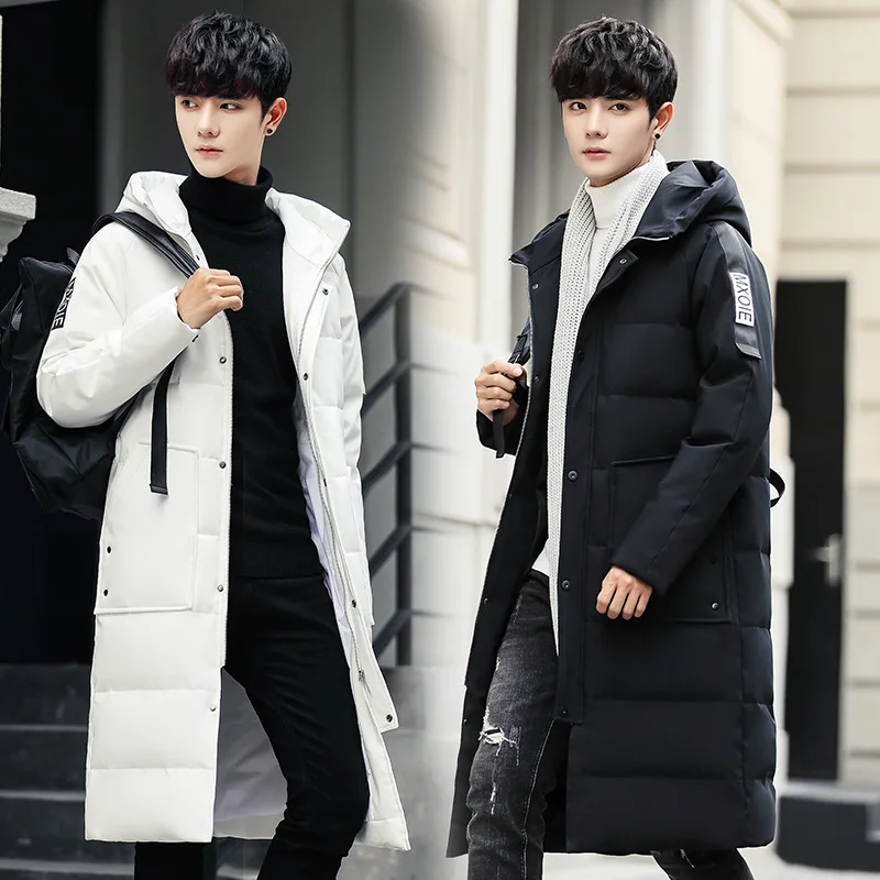 Зимние очень длинные пуховики Мужское пальто на утином пуху для мужчин модные