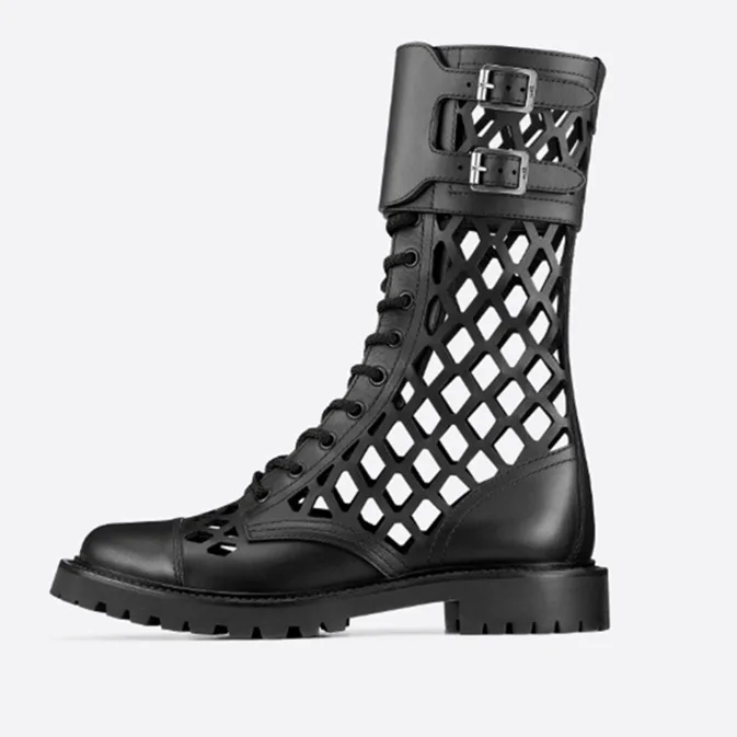

2020 summer new low heel square heel hollow out middle tube boots, hole shoes, leisure cool boots, large size 42