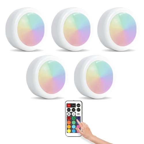 Светодиодный светильник RGB 12 цветов с сенсорным датчиком и батарейным питанием, беспроводной кухонный шкаф для лестницы, Ночной Настенный светильник - Испускаемый цвет: 5 pcs Lamp 1Remote