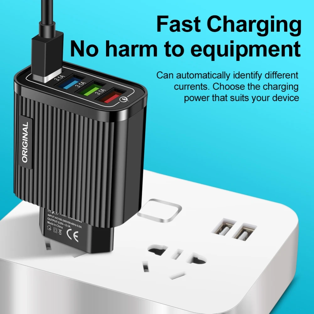 48 Вт QC 3 0 4 USB порта штепсельная вилка EU/US Быстрая зарядка для телефона быстрое