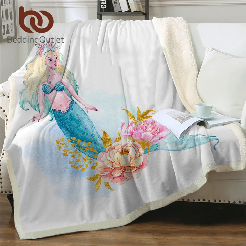 BeddingOutlet одеяло из шерпы русалки принцессы для кровати цветочное постельное белье