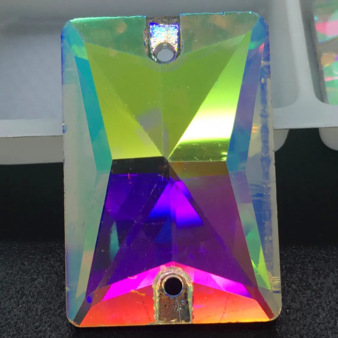 TopStone Crystal AB прямоугольная пришивка страз Flatback 2 отверстия для шитья стеклянных