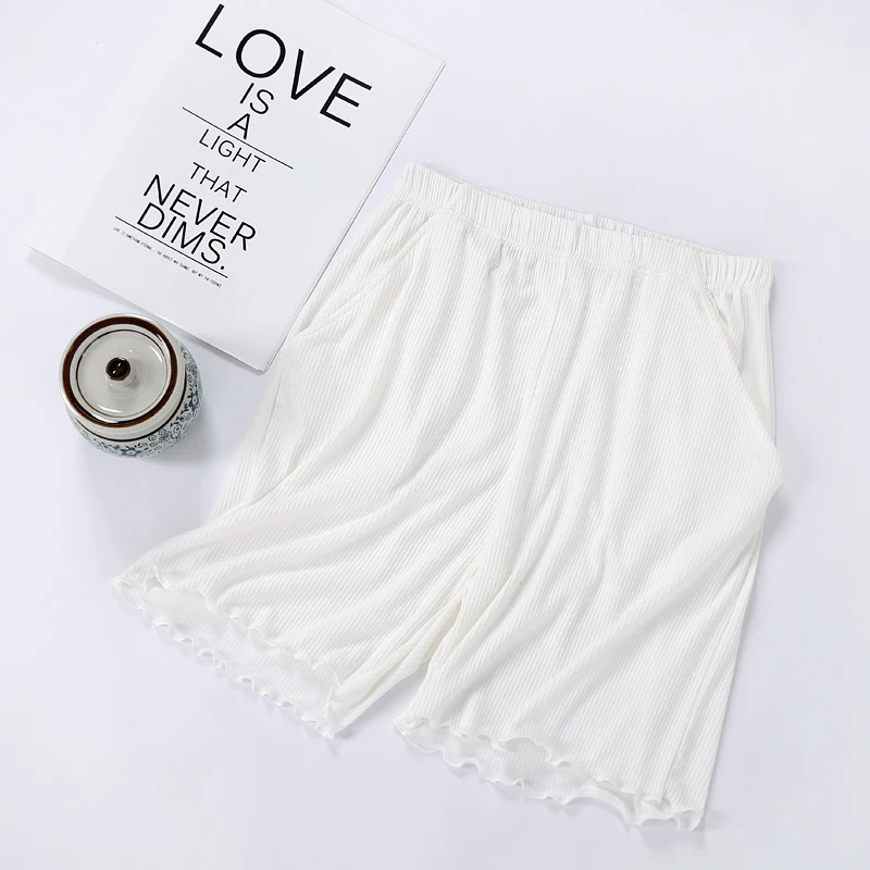 Fdfklak Modal Women's Home Pants Summer Lounge Wear Loose Short Pyjama Pants Pijama Trousers Black/White Pajama Bottoms