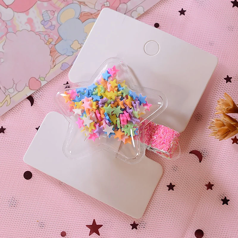 Заколки для волос милые разноцветные заколки с сердечками и звездами аксессуары