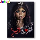 Алмазная 5D картина Череп девочка, картина сделай сам, полная вышивка, Готическая роза, подарок для домашнего искусства,