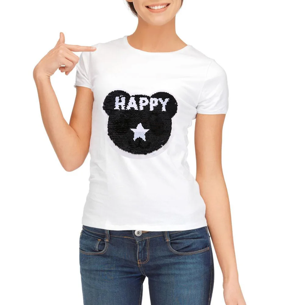 Изменение цвета блестки патч Реверсивный пришить Аппликация для одежды DIY Одежда