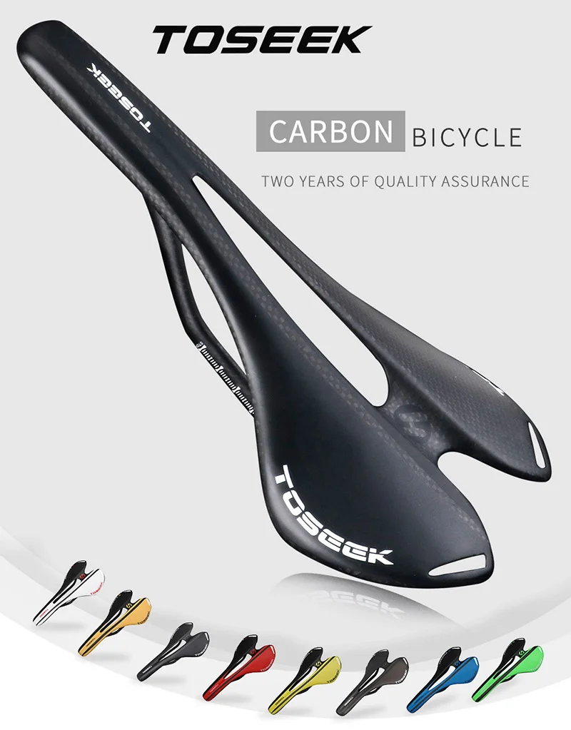 Купи Carbon Fiber Bicycle Saddle TOSEEK Full Road MTB Bike Matt Gloss 105G 7*9Carbon Rail 8Colour High Quality за 1,215 рублей в магазине AliExpress