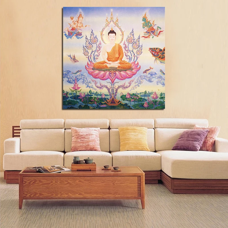 

Buddha Vintage Poster Wall Art Canvas Prints Painting Oil Wall Pictures For Modern Office Living Room Home Decoration Framework