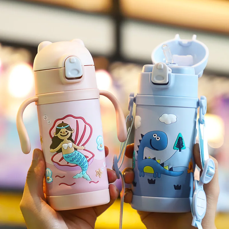 2 использования Бутылочки для детей чашка кормления Детский термос с соломинкой