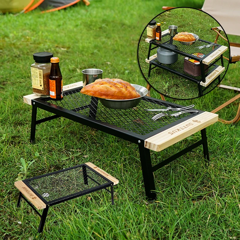 

Newly Iron+Wood Lightweight Folding Camping Table Camping Picnic Small Outdoor Table for Outdoors Equipment