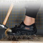 Мужские кроссовки со стальным носком, дышащие, безопасные рабочие ботинки, Нескользящие, для строительства, летняя обувь
