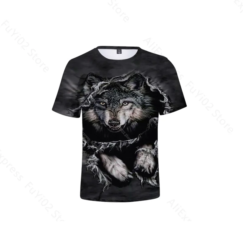 

Wolf Men's Cotton T-shirt Animal World 3D Print Adult Tops & Tees Teens Funny T Shirts Summer Short Sleeve Tee Streetwear Tops