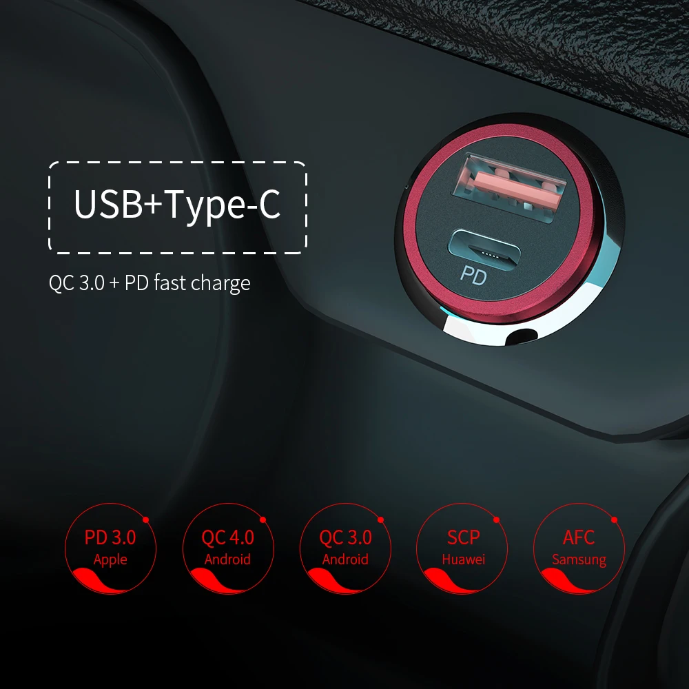 Автомобильное зарядное устройство Essager Quick Charge 4,0 3,0 USB для мобильного телефона iPhone Xiaomi 5A SCP QC4.0 QC3.0 QC type C PD автомобильное быстрое USB зарядное устройство