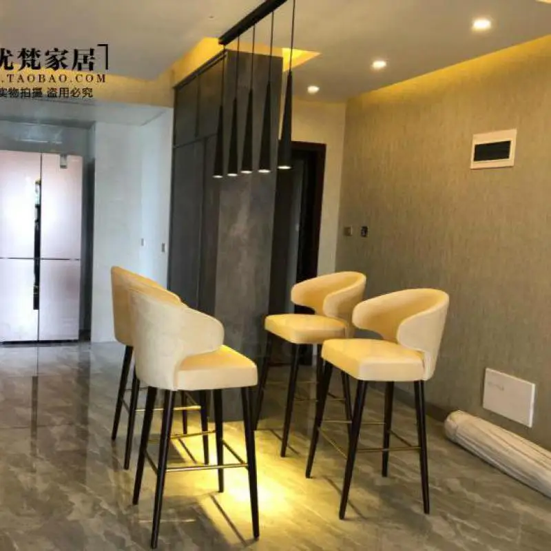 Американский барный стул из массива дерева ткань высокий nordic светильник