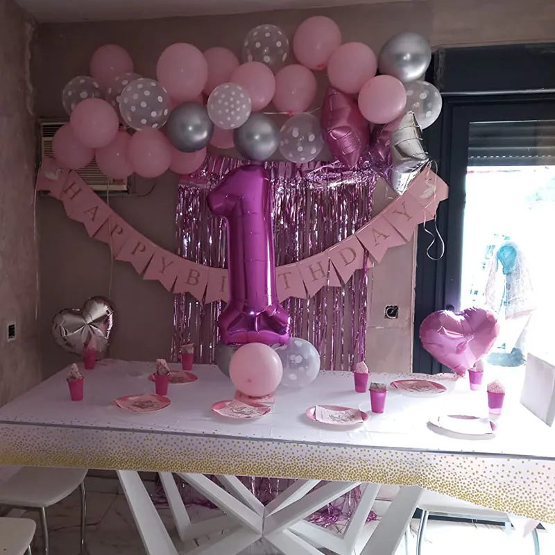 44 шт./компл. розовая гирлянда с воздушными Шарами на первый день рождения для