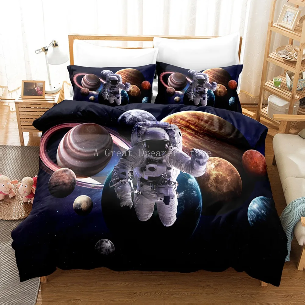 

Kids Astronaut Duvet Cover 240x220 Bed Cover Home Decor Comforter Cover Cartoon Bedding Set High Quality Boys Girls Quilt Cover