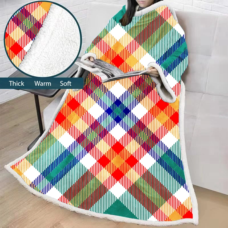 Новые зимние теплые одеяла с рукавом удобные мягкие английские плед Печать
