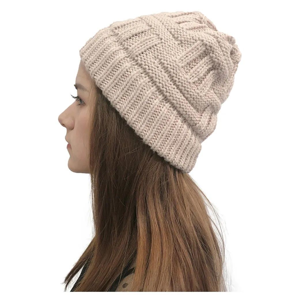 Женские повседневные однотонные женские шапки из плюша вязаная крючком шапка