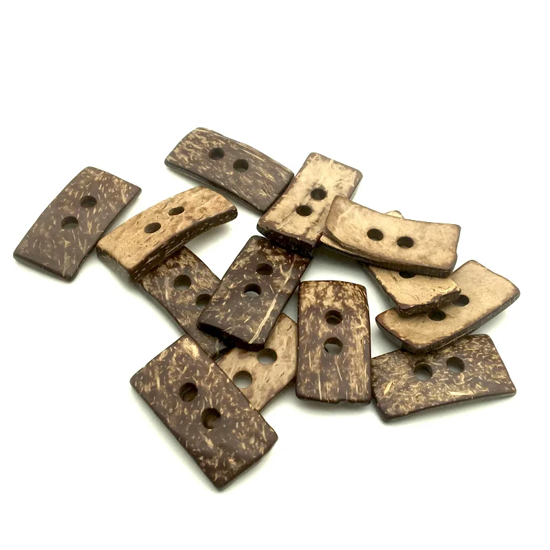 

10PCS Natural Eco-Friendly Rectangle Coconut Shell Wood Button 2Holes Children Scrapbook Decorative Sewing Accessories 42X22mm