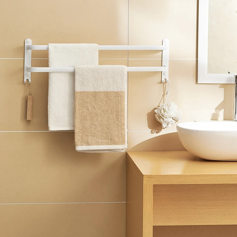 

Towel Hanger Wall Mounted Towel Rack Bathroom Space Aluminum Fashion White Towel Bar Rail Matte Towel Holder