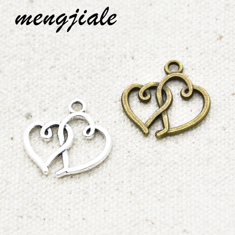 30 шт. Оптовая продажа Детское нижнее белье из двух Цвет сердце амулеты сплава