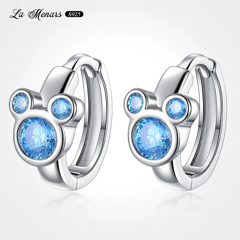 

La Menars Original Sapphire Cute Mouse Ring Earrings Women Fine Jewelry Genuine Silver Plating Ornament Hoilday Best Gift