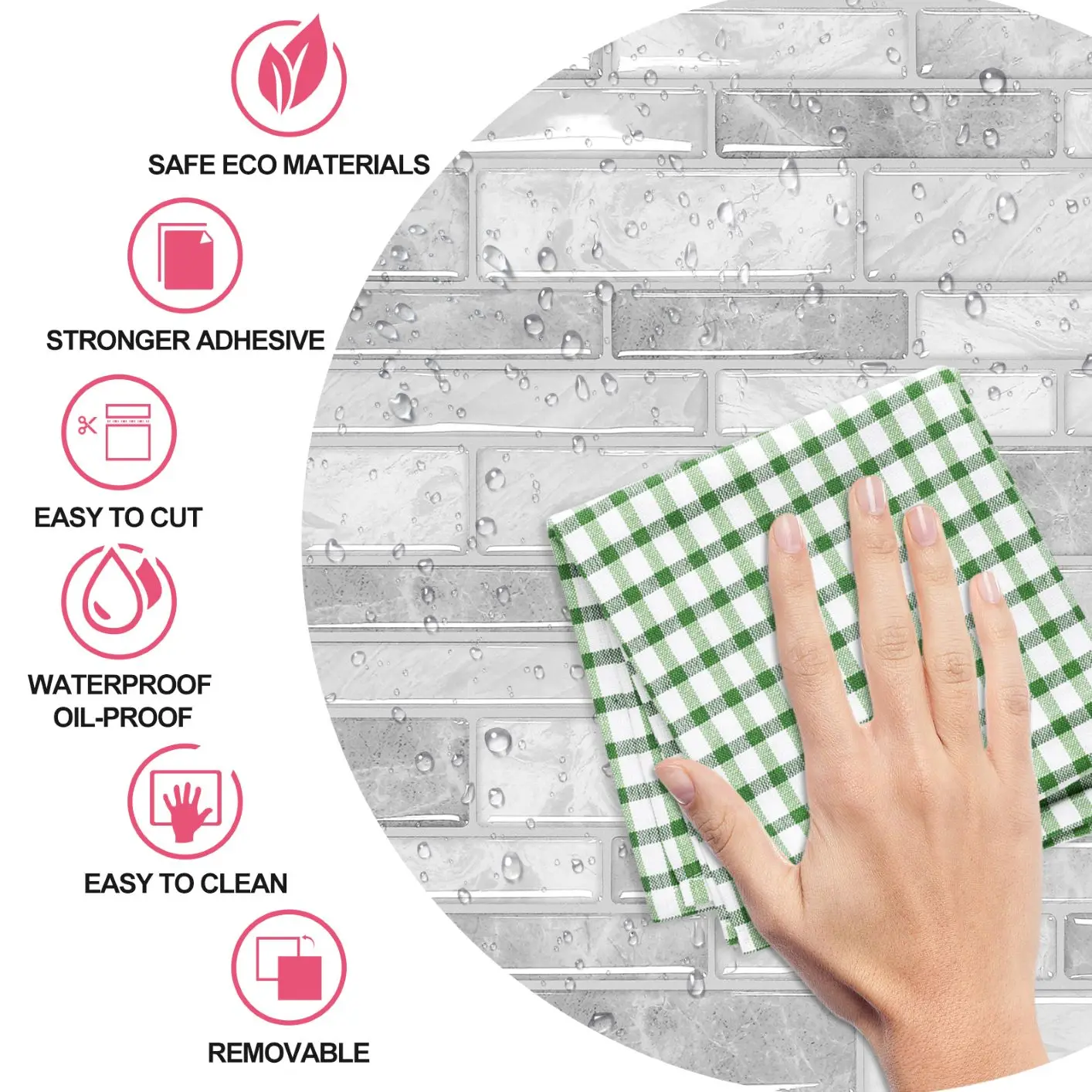 MORCART Self Adhesive Peel and Stick Tiles home decor Waterproof Kitchen Bathroom Vinyl Mosaic Peel And Stick Tile Stickers 1PCS