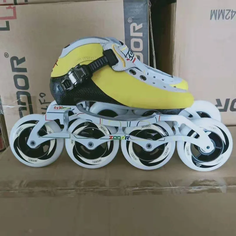 Оригинальные 4 колесные роликовые коньки ZODOR для марафона база скоростных