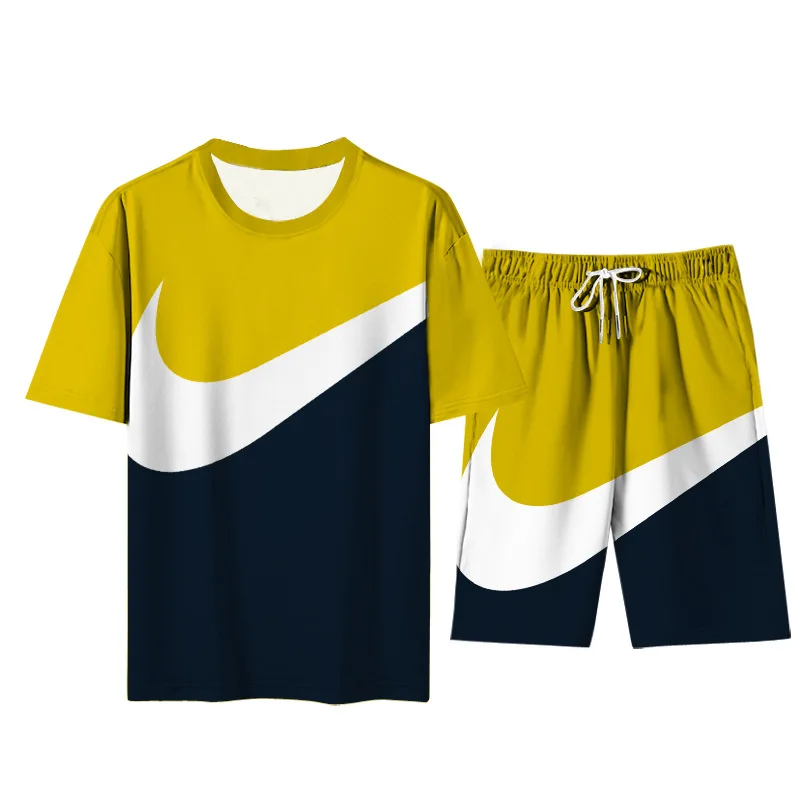 

Summer new men's and women's short-sleeved shorts two-piece suit, plus size, fashionable casual suit, 21531