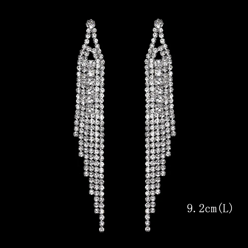 Style 28 BLIJERY, сверкающие серебряные серьги со стразами, Длинные свадебные серьги для женщин, свисающие серьги невесты, вечерние ювелирные изделия - Окраска металла: Style 28