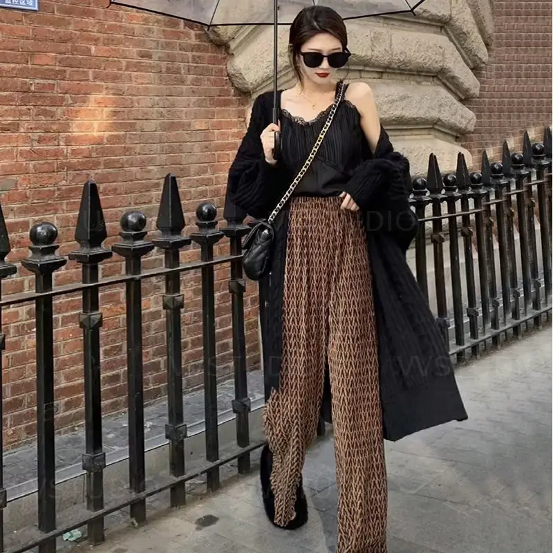 

Wide Leg Pants Women's Korean-Style New Draping Effect High Waist Loose Plus Size Straight Mopping Casual Pants Woman Pants