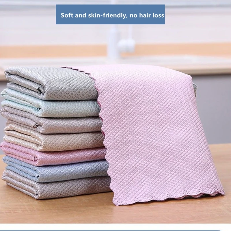

20/15/10pcs Kitchen Anti-Grease Wiping Rags Efficient Fish Scale Wipe Cloth Cleaning Cloth Home Washing Dish Cleaning Towel