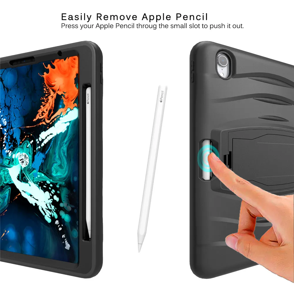 Для Apple iPad Pro 12,9 планшетный чехол 3-в-1 прикрепляющийся к противоударный PC+ силиконовый защитный чехол для планшета с кронштейн и держатель для ручки