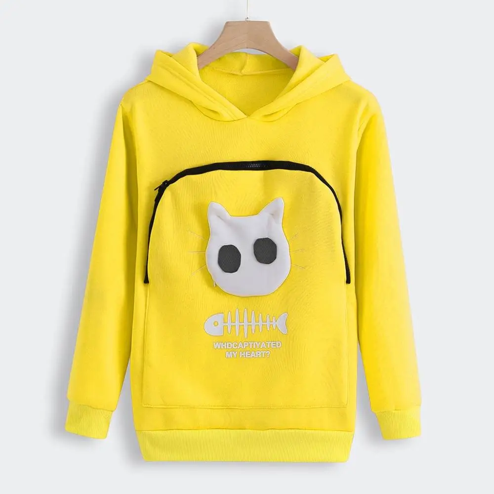 Yellow Толстовка с капюшоном для любителей кошек, кенгуру, собак, домашних животных, дропшиппинг, пуловеры, толстовка с карманом и капюшоном с ушками животных#35 - Цвет: Yellow