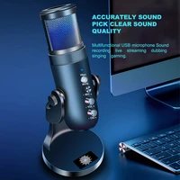 rgb condenser microphone for android ios laptop computers usb mic standwith earphone jack for gaming streaming video