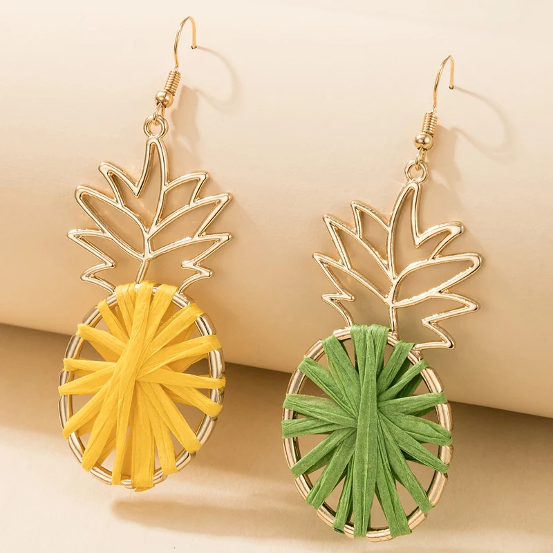 

HuaTang Handmade Pineapple Drop Earrings for Women Colorful Hollow Fruit Geoemtric Dangle Earrings Charms Jewelry Party 18427